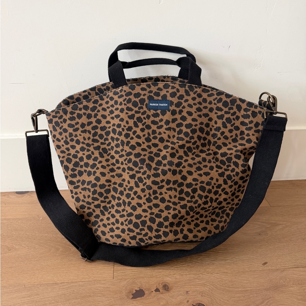 Parker Thatch Leopard Meow Canvas Oversized Tote